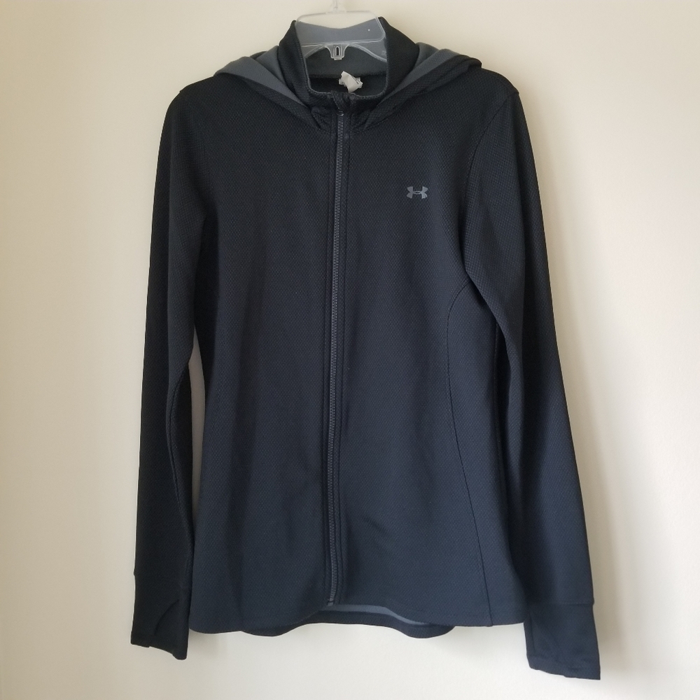Under Armour Black Zip Up Hooded Jacket - M